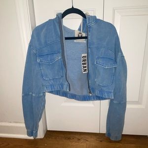 Urban Outfitters Blue Cropped Hoodie Jacket